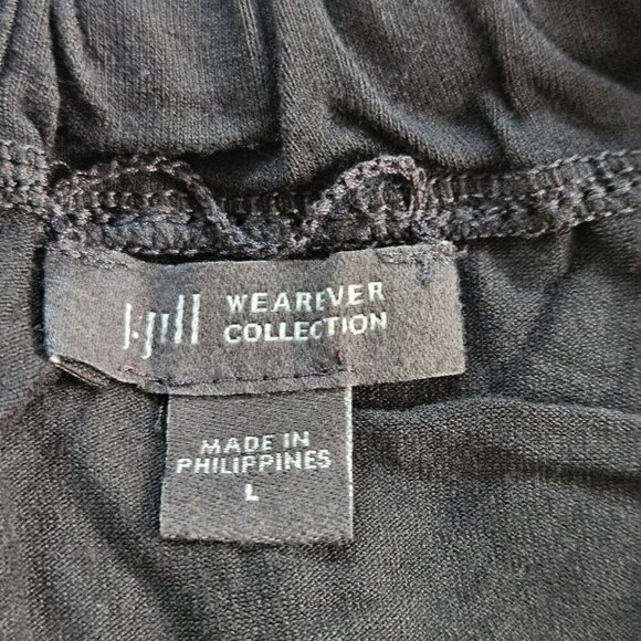 J Jill Wearever Tank Top Womens L Black Back Tie Back Goth Cottage Summer City - Picture 3 of 13